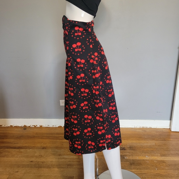 Collectif Cherry Midi Skirt with Notched Waist, VGUC, Size 12 - Picture 4 of 8